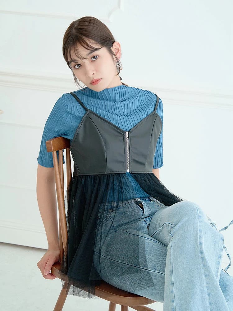 IENA イエナ フェイクレザーキャミソール ビスチェ