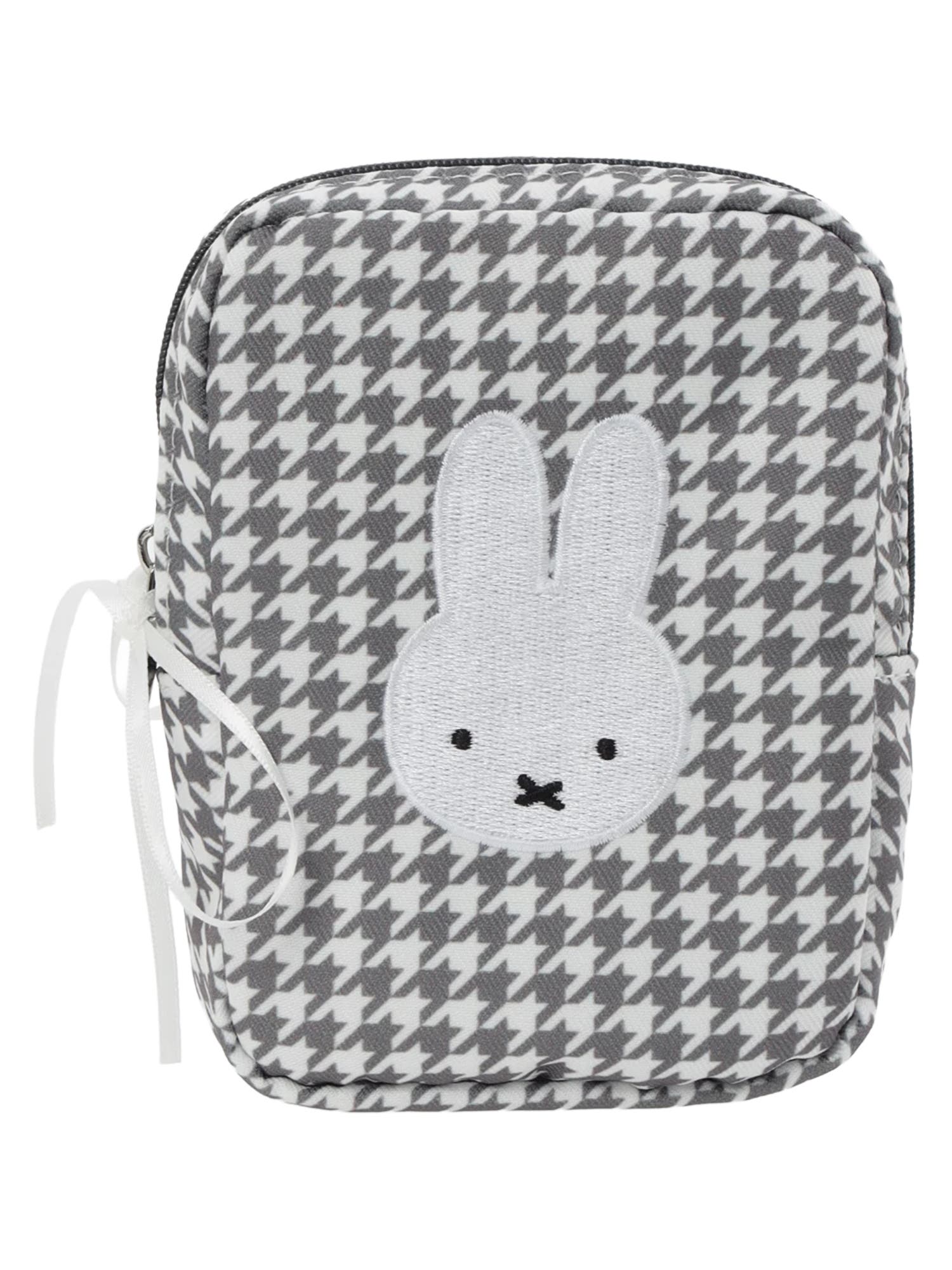 ミッフィー ポーチ・ミラー4点セット／モノトーン千鳥シリーズ miffy 千鳥×モノトーン 縦型ポーチ 千鳥柄【ミッフィー】[品番