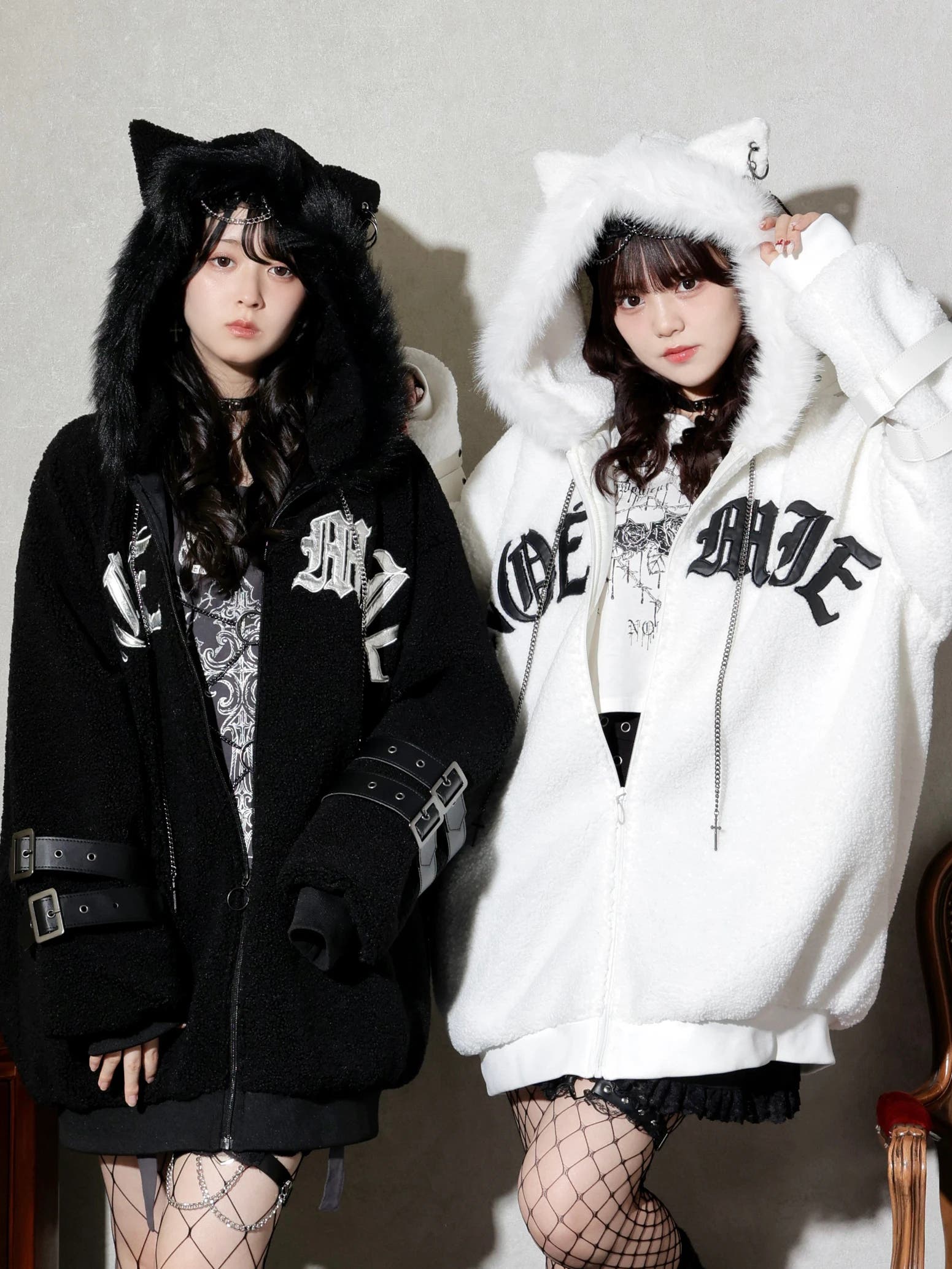 ダブルバックルねこ耳ユニセックスボアブルゾン[品番：PLMW0015231