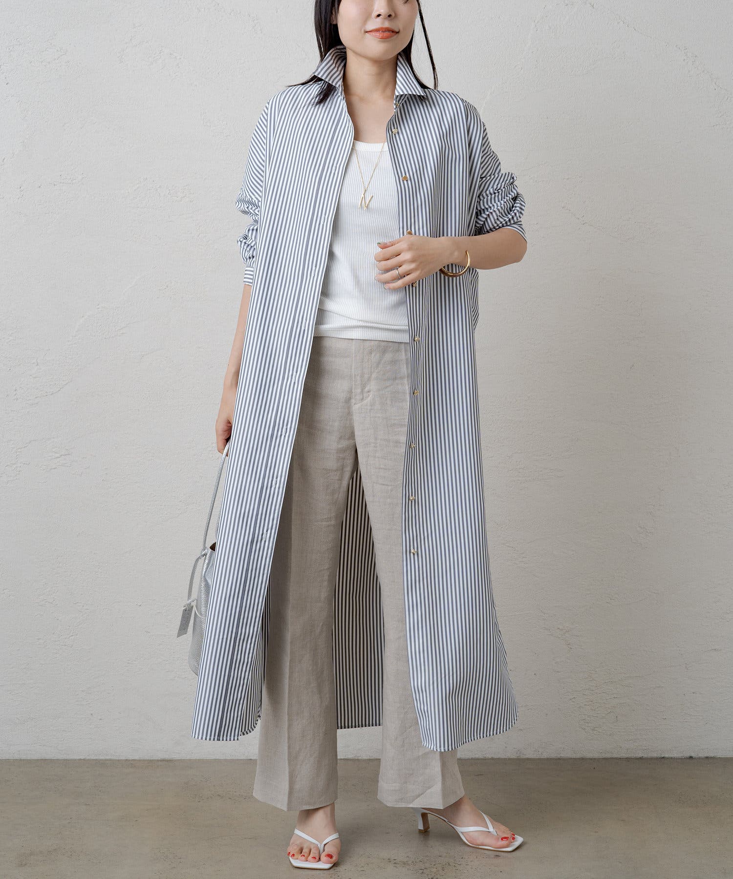 Loungedress】ストライプシャツOP[品番：PALW0001509]｜PAL
