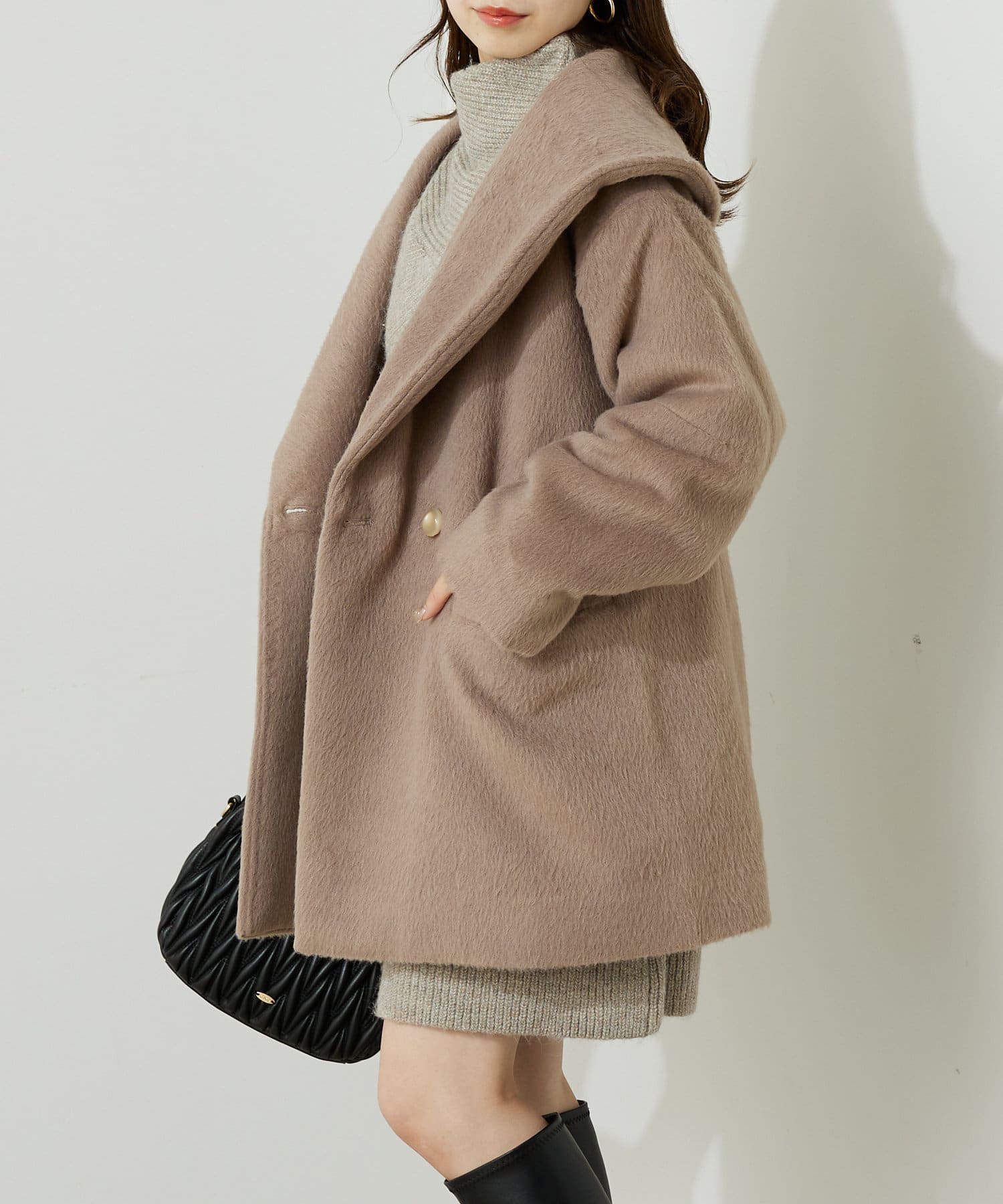 ビックカラーミドルコート ベルト付ビッグカラーミドルコート（2002506869） | index