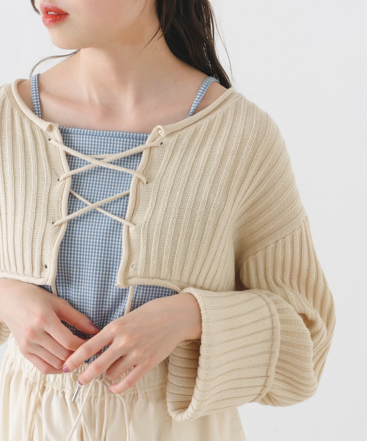 CADUNE カデュネ ケープ付きニットシャツセット トップス