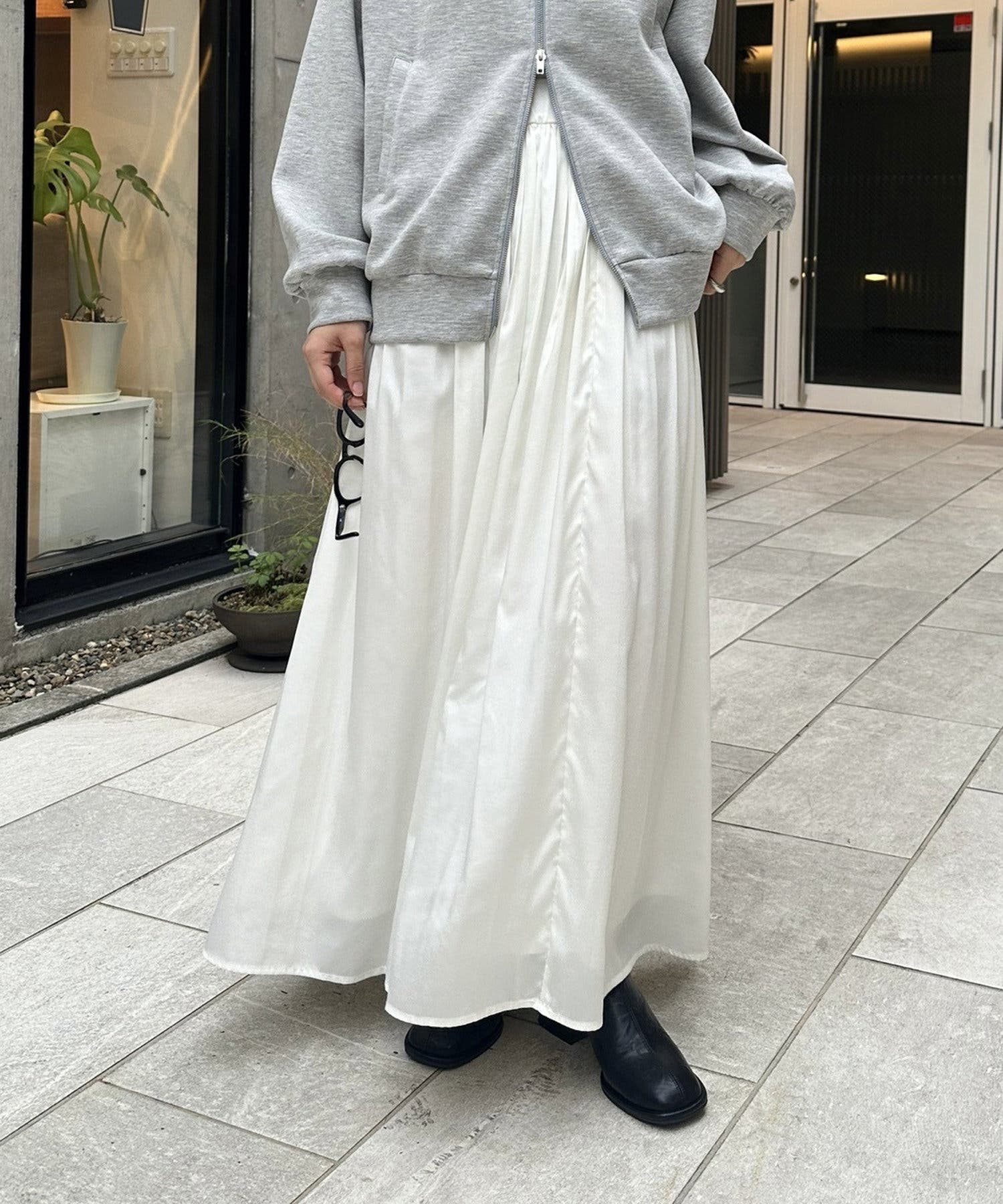 スカート ベルト付きプリーツミドルスカート レディース
