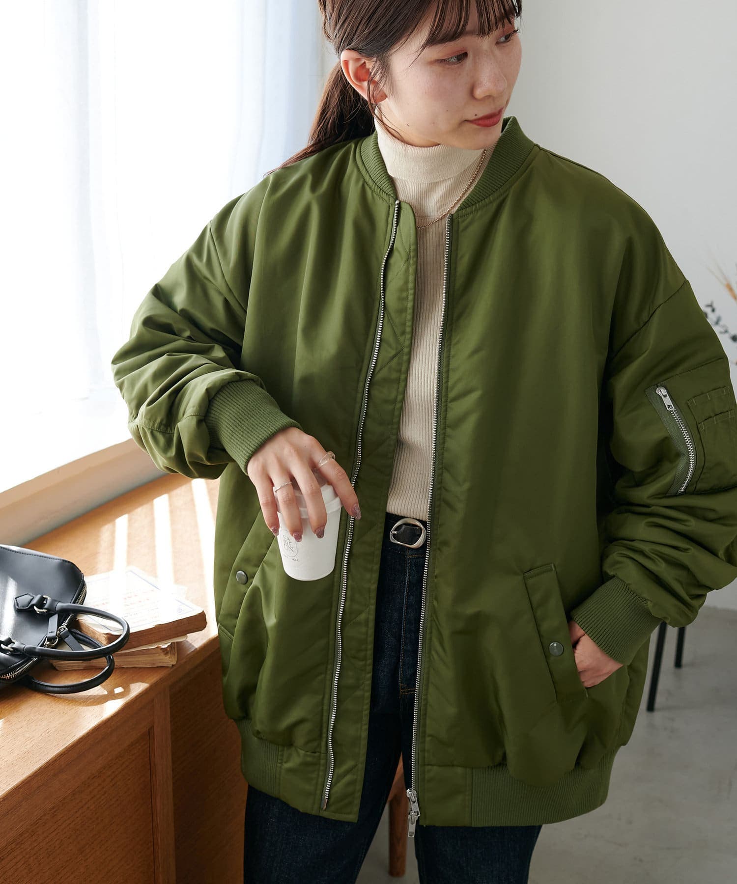 クラウディオパンディアーニ ロングMA-1フライトジャケットコート 