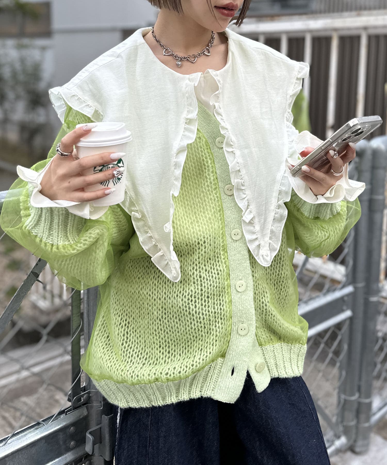 SALL!! チュール付き ローゲージ レディース ニット