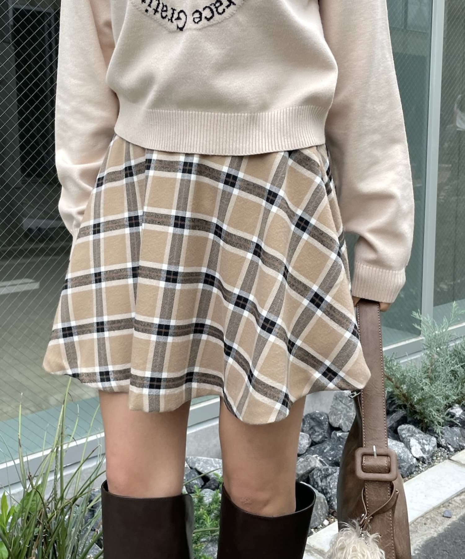 エムミーエメ　ビジューチェックフレアミニスカート M me eme／Bijou check flare mini skirt(eme10368) | All Item
