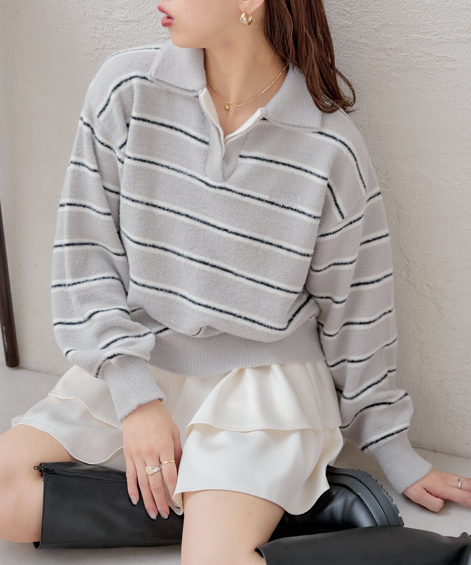 Chico】ダブルカラーシャギールーズニット[品番：PALW0006233]｜PAL