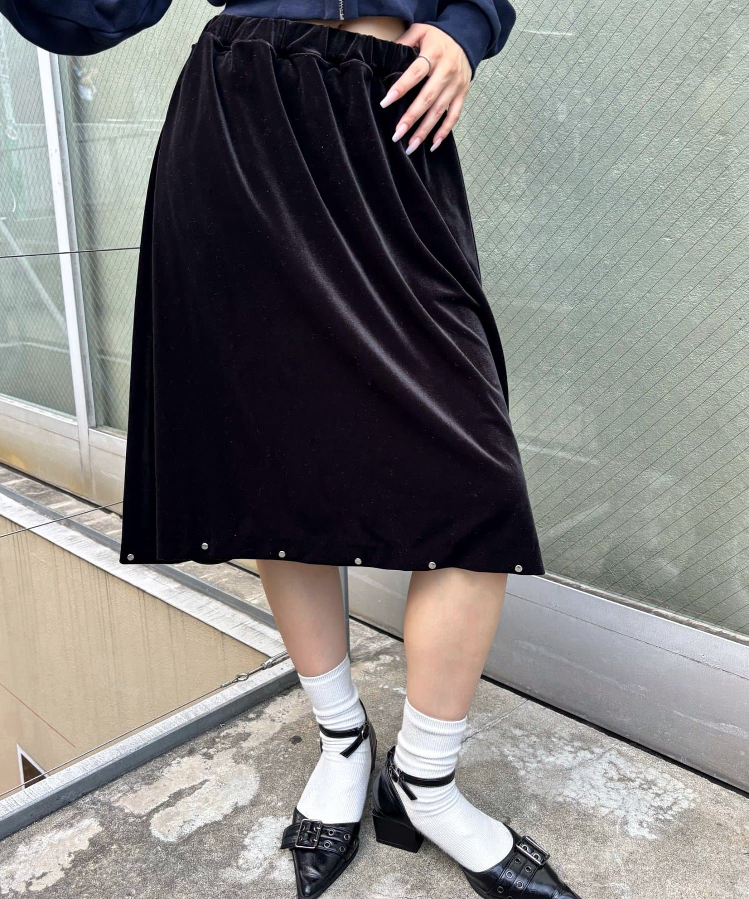 WHO'S WHO gallery】ベロアスタッズミドルスカート[品番：PALW0006676
