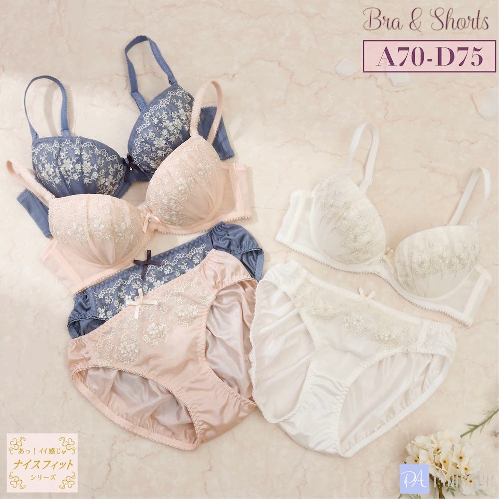 プチフラワーシュシュ3/4カップブラ＆ショーツ [品番：PLSW0001243