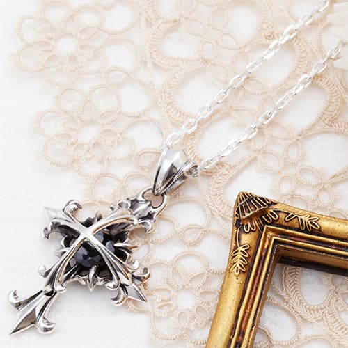 シルバー925製 十字架メンズネックレス 50cmチェーン[品番