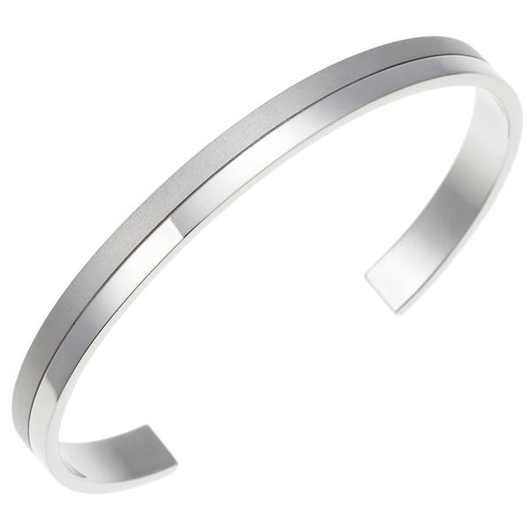 メンズブレスレット ブラックとピンクとシルバーのラインが入っ