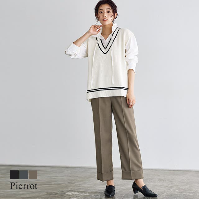 裾ダブルストレートパンツ パンツ ストレート[品番：PRTW0004424