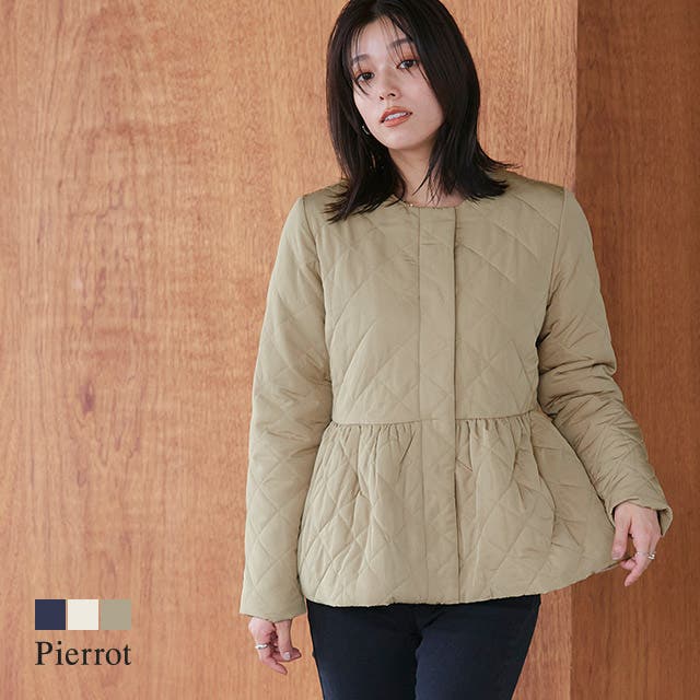 ノーカラーフレアキルティングブルゾン ブルゾン ノーカラー[品番