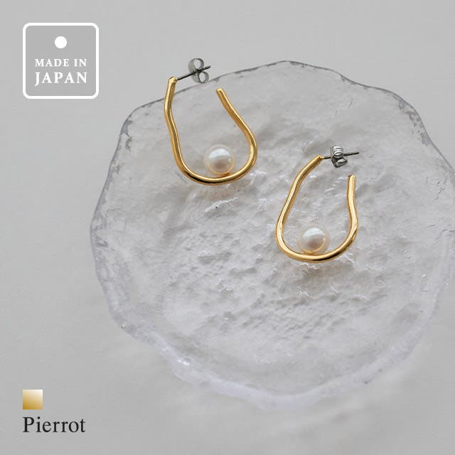 デフォルメフープパールピアス ピアス アクセサリー[品番：PRTW0005186