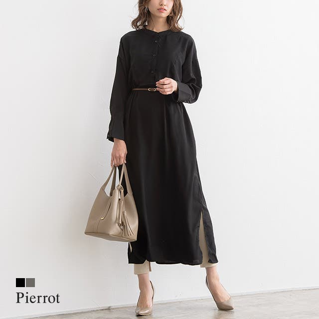 ワンピース レディース ロングワンピース ノースリーブ シャツ