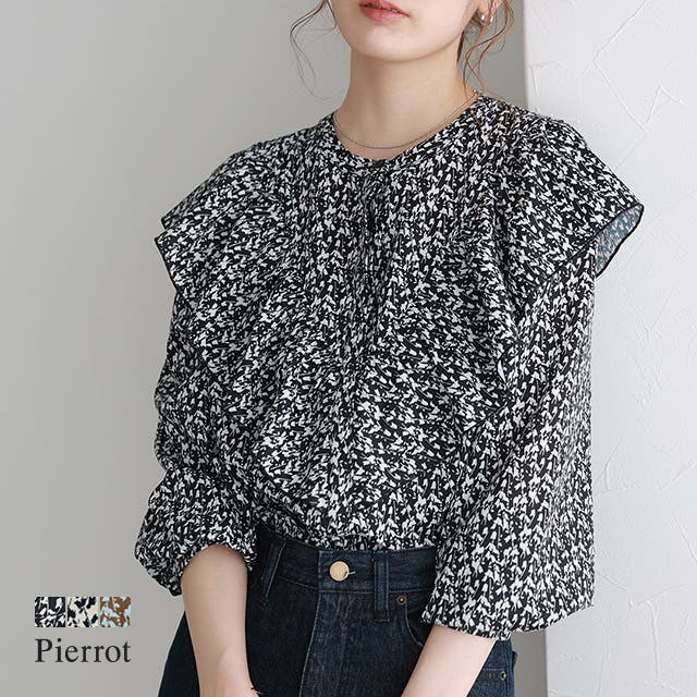 花柄フリルブラウス ブラウス 小花柄[品番：PRTW0004503]｜Pierrot