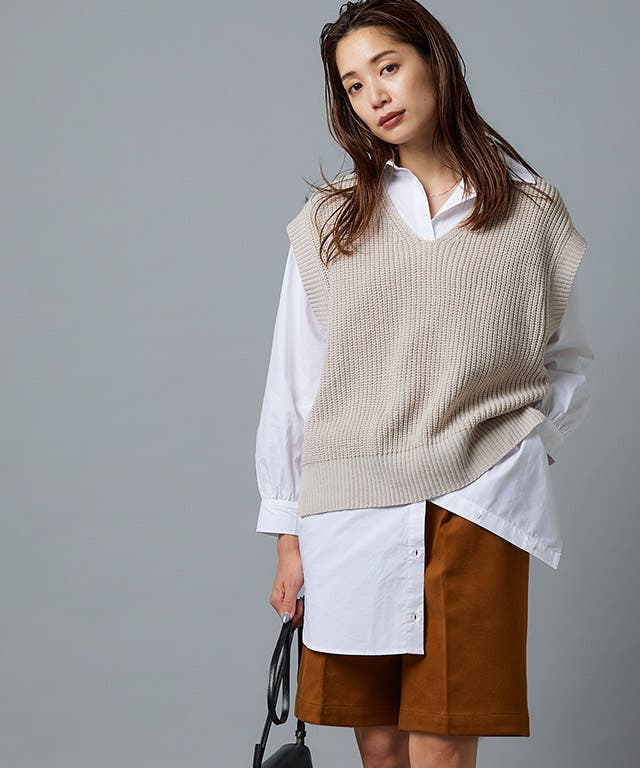 FRAY I.D/ニットベスト×ロングシャツ