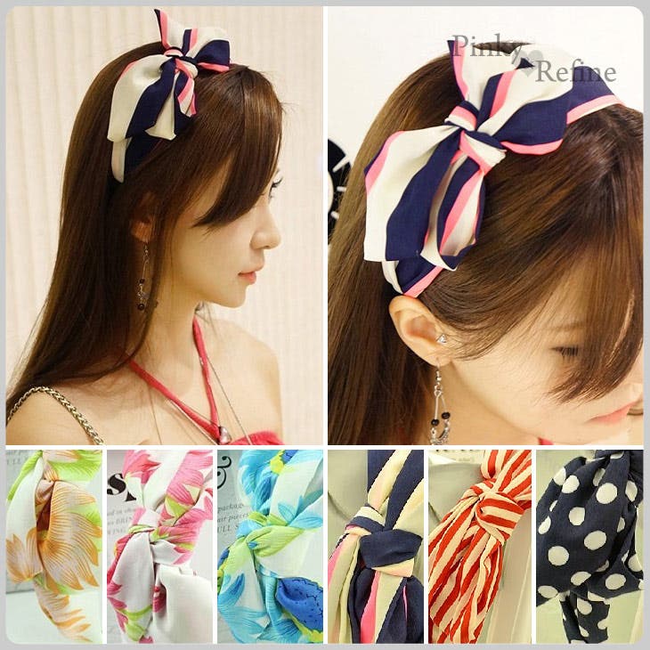 人気新品 柄リボンカチューシャ キュート ヘッドアクセ[品番：PARE0000048 ヘアアクセサリー