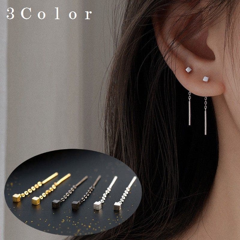 MUZE -【LOGO EARRING(GUNMETAL BLACK)】ミューズ ロゴ ピアス