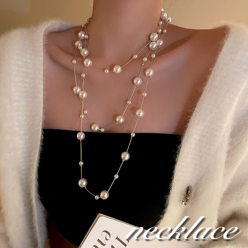 ネックレス ロング 三重[品番：FQ000174238]｜PlusNao