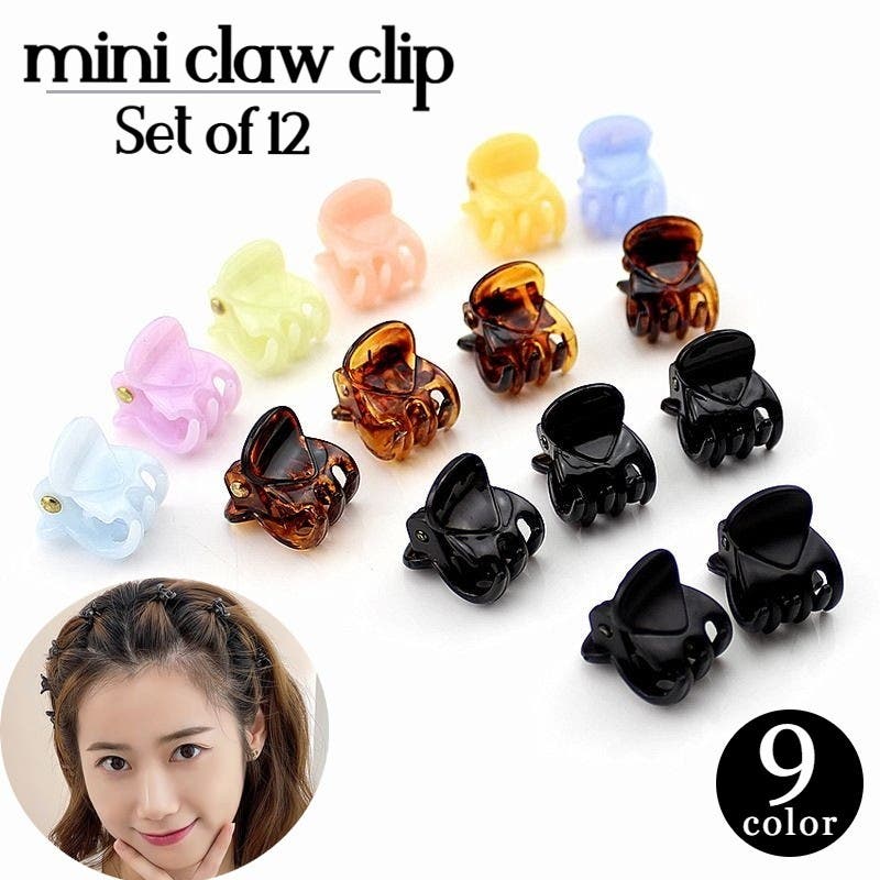 ヘアクリップ ミニバンスクリップ 12個セット[品番：FQ000140816