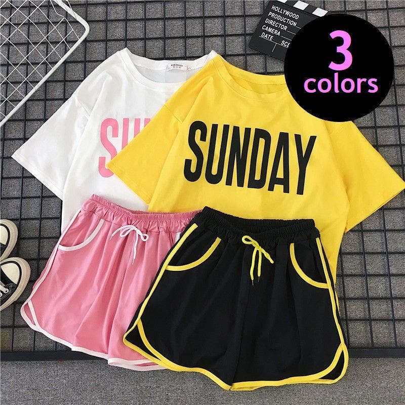 半袖Tシャツ ショートパンツ セットアップ[品番：FQ000122212