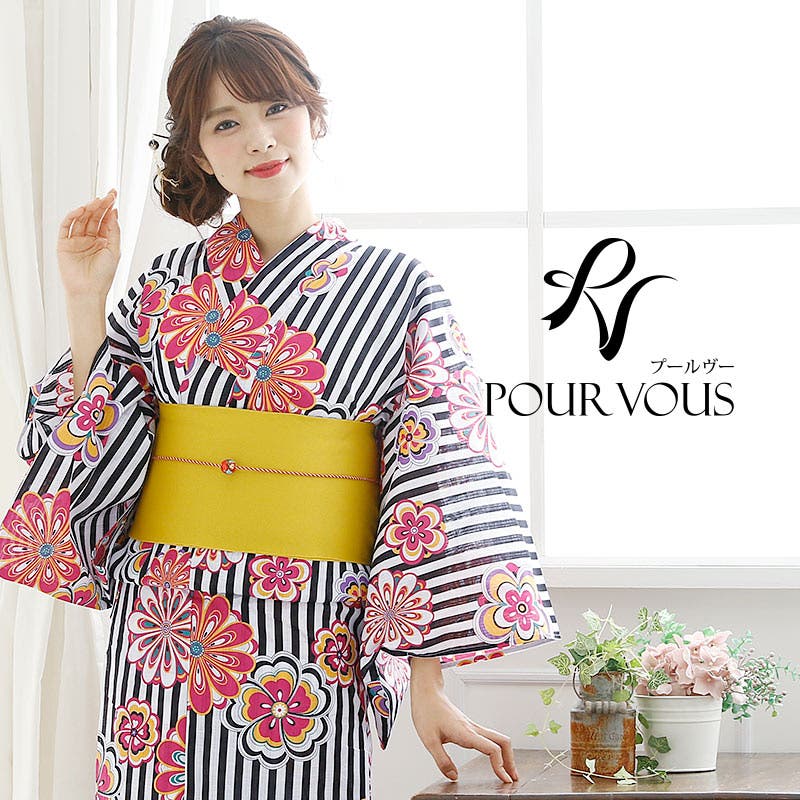 POUR VOUS プールヴー 浴衣 単品 浴衣 洗える浴衣 レディース[品番：PV000003529]｜PourVous