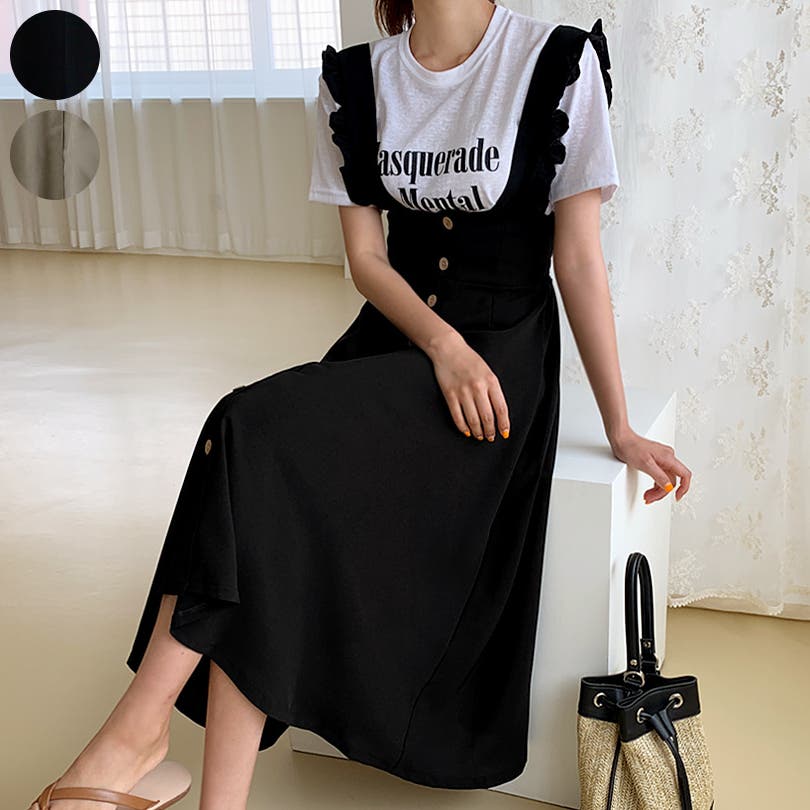 【美品】Y's ハイウエストスカート　ストラップワンピースブラック 0.jpg