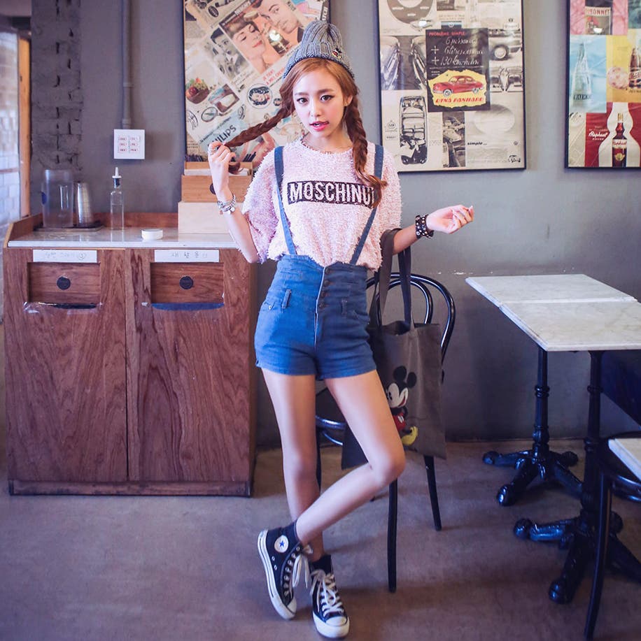 PEACE NOW サスペンダー付きショートサルエルパンツ 小さいサイズ サスペンダー付きワイドパンツ 低身長さん・小柄