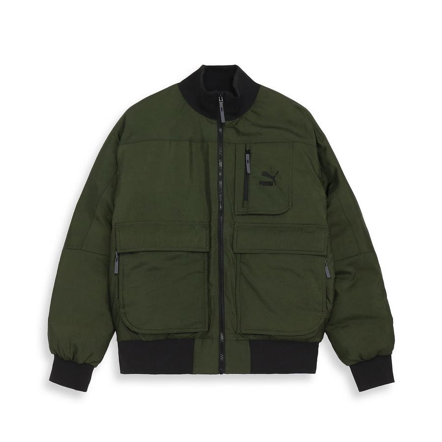 Puma ダウンジャケット オリーブグリーン メンズ オーバーサイズ ボンバー ダウン ジャケット[品番：PUMW0002774
