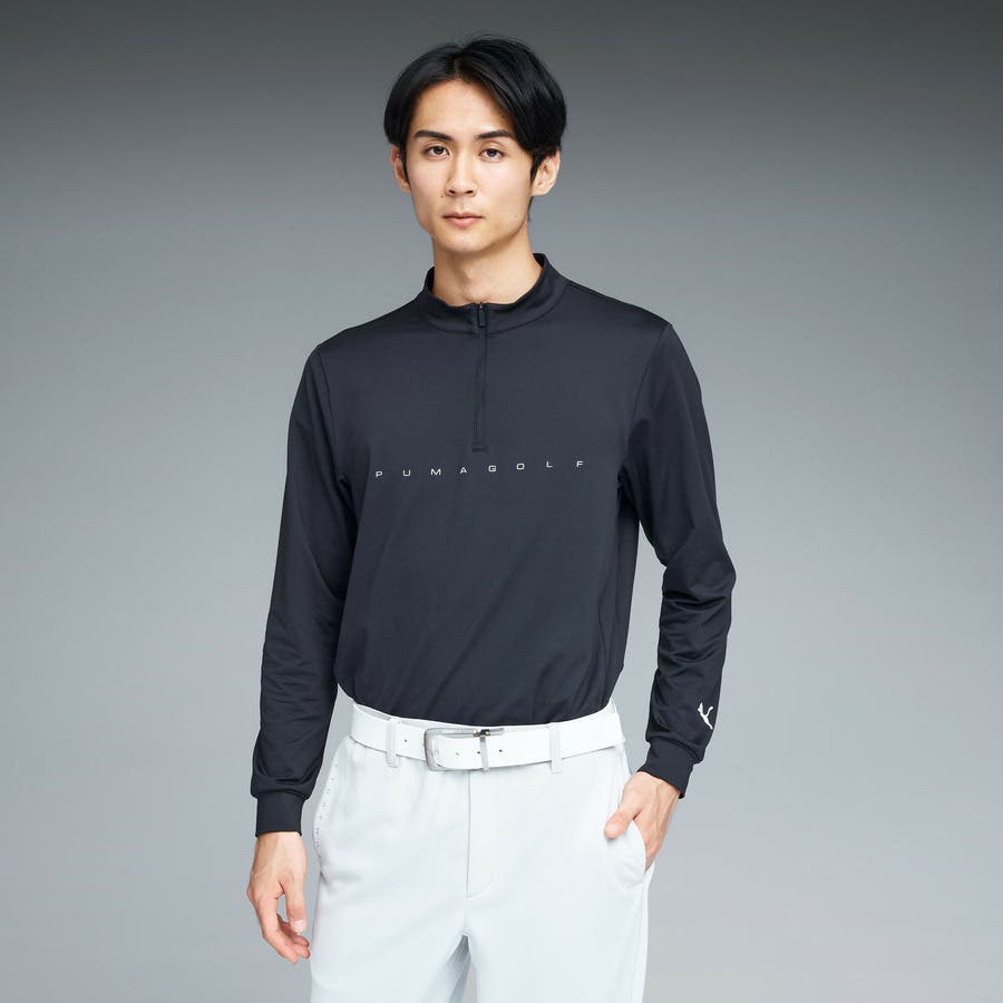 メンズ ゴルフ PB ハーフジップ 長袖 ハイネック シャツ[品番