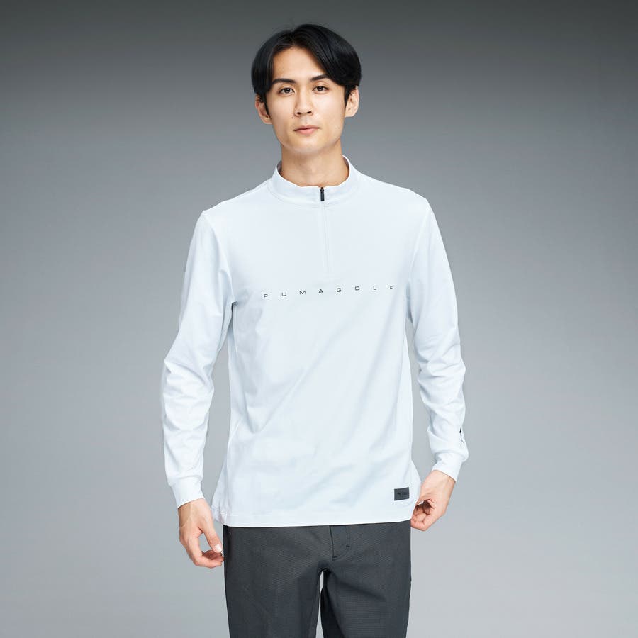 メンズ ゴルフ PB ハーフジップ 長袖 ハイネック シャツ[品番