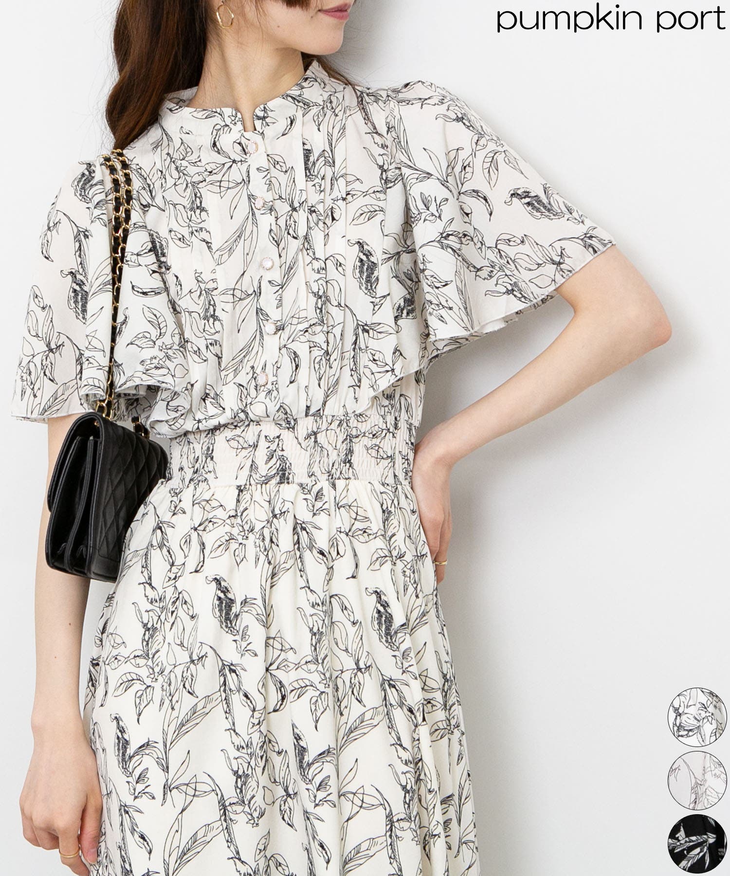【美品】HAVAMATOU　ロング ワンピース　23ss　 ピンタック　フリル AMBIDEX Store △〇花氷 embroidery フリルワンピース(F