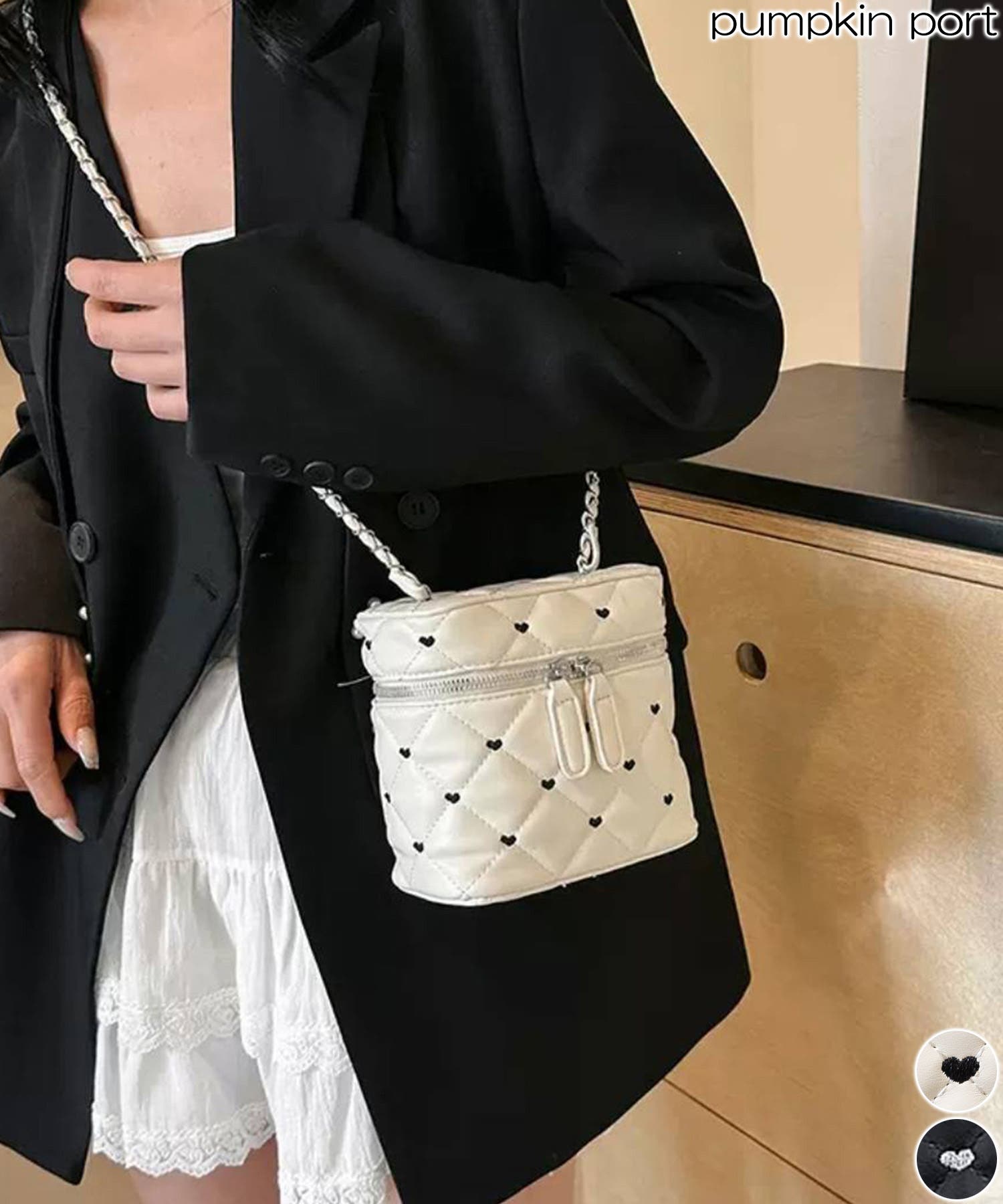 ハート柄 キルティング バニティBAG[品番：PPNW0004306