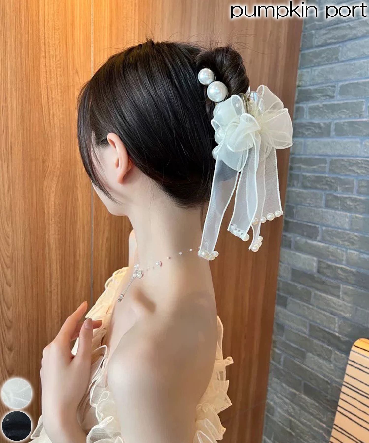 レトロPOP　vintage風　デニム＆ボンボン　ミニヘアークリップ2個セット 完売したヴィンテージ風ミニヘアクリップの新作再登場