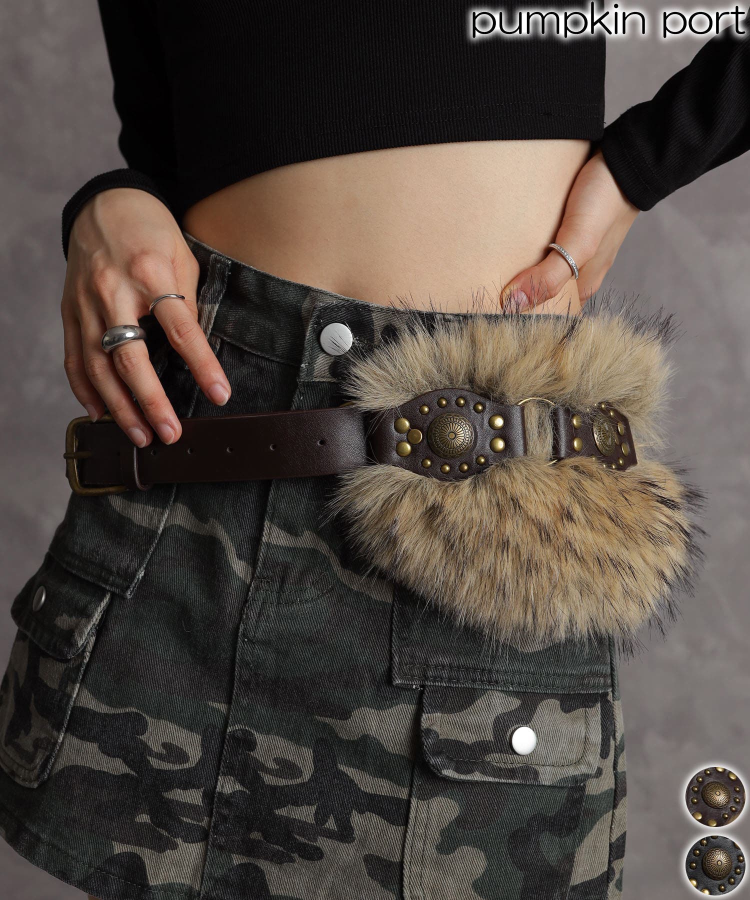 コンチョ＆ボリュームファーベルト[品番：PPNW0005047]｜Pumpkin Port