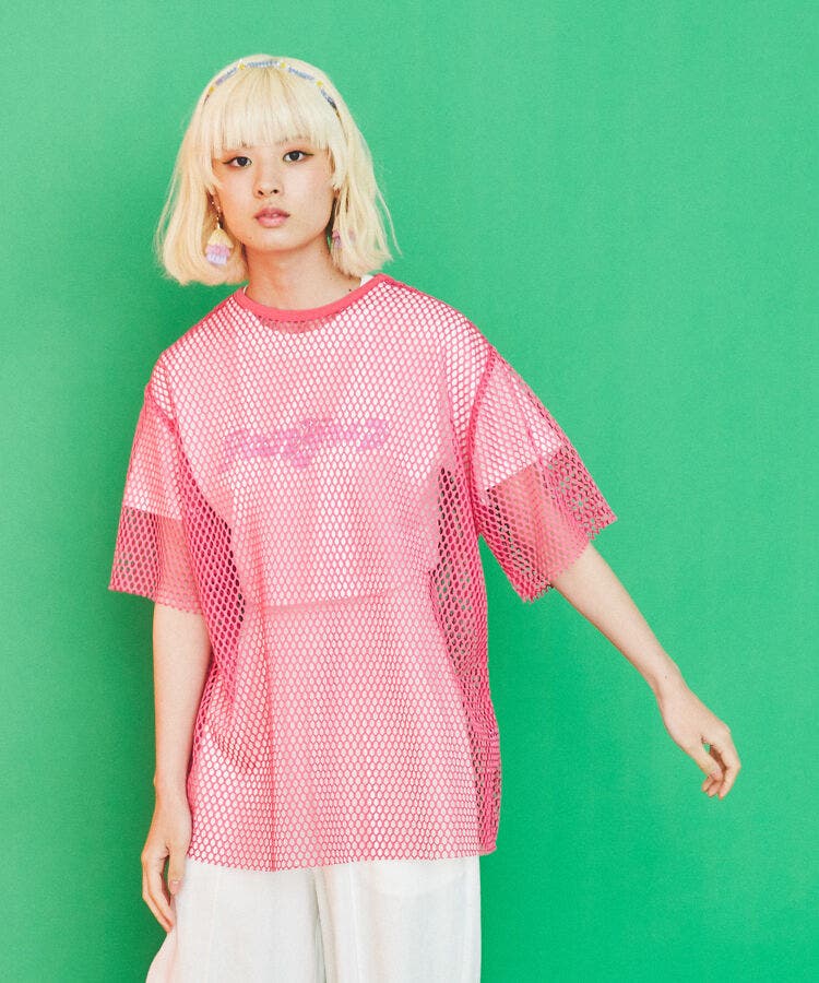 防汚加工】ウサギパッチ刺しゅうプリント半袖Tシャツ(80~130cm