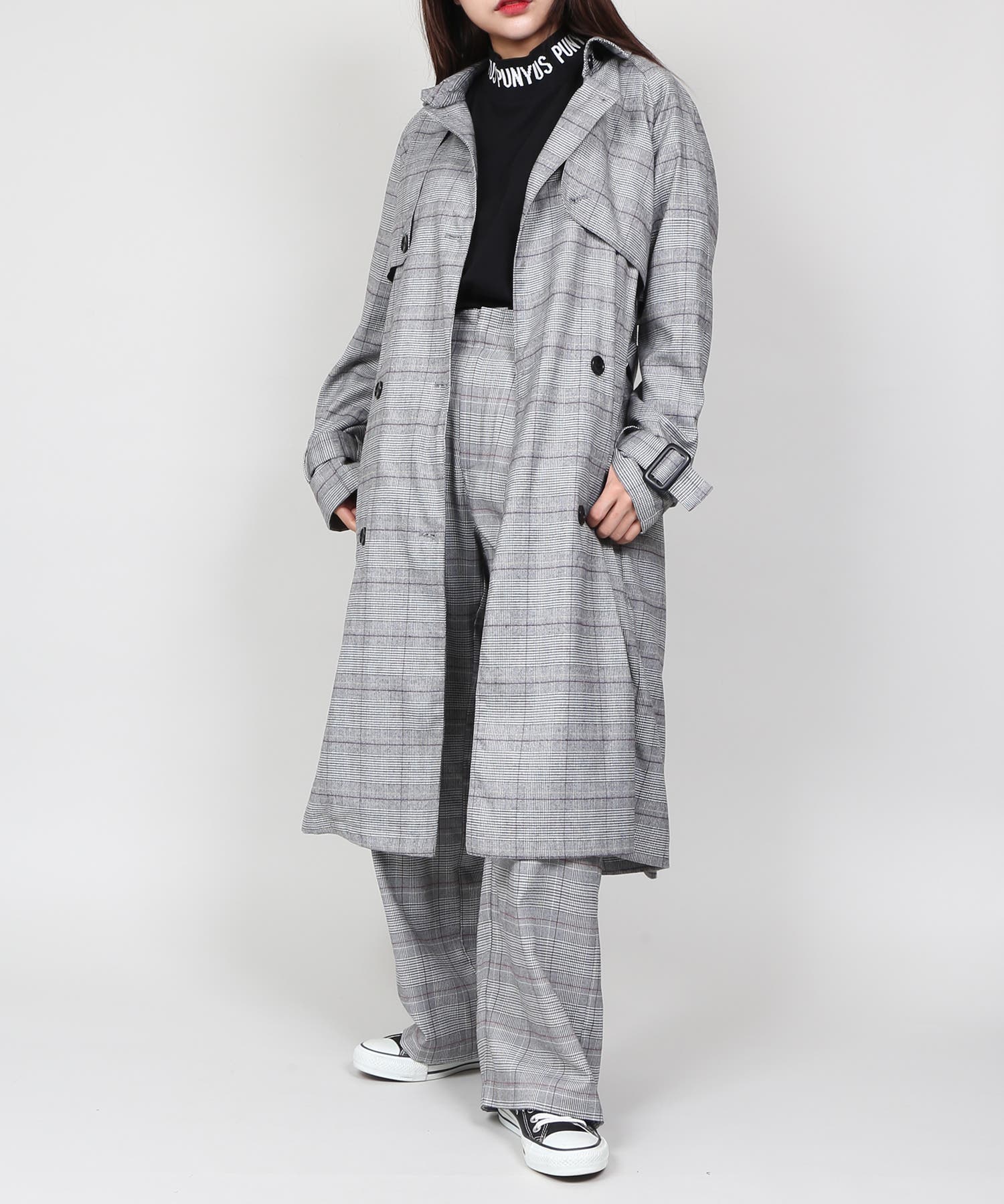 グレンチェックトレンチコート[品番：PNYW0003404]｜PUNYUS
