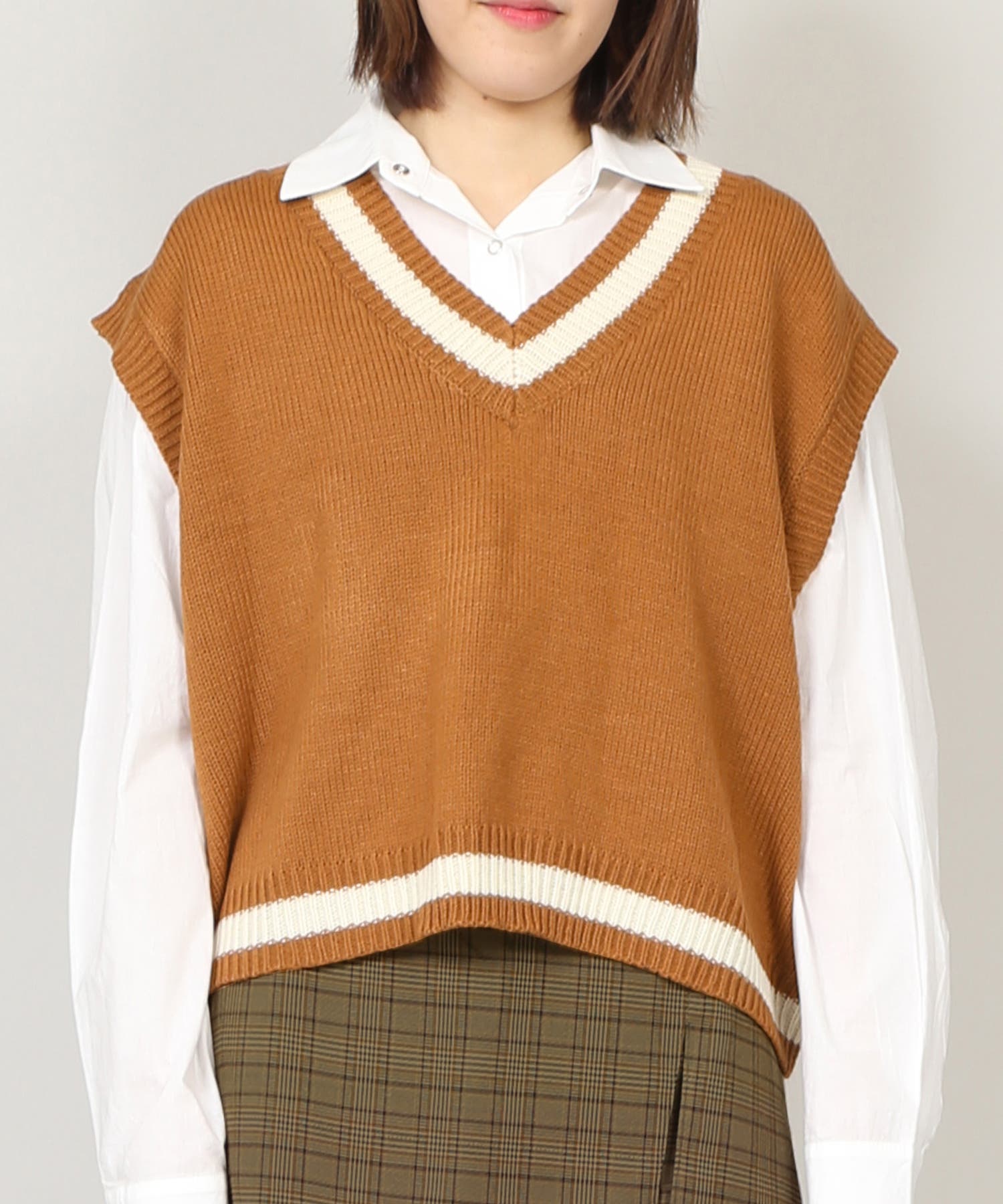 ラインビッグニットベスト[品番：PNYW0003390]｜PUNYUS （プニュズ）の