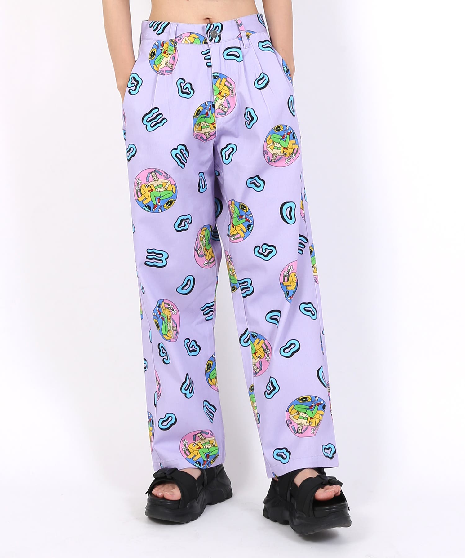 【セール 登場から人気沸騰】 GOODMOOD総柄パンツ[品番：PNYW0004279]｜PUNYUS （プニュズ）の パンツ