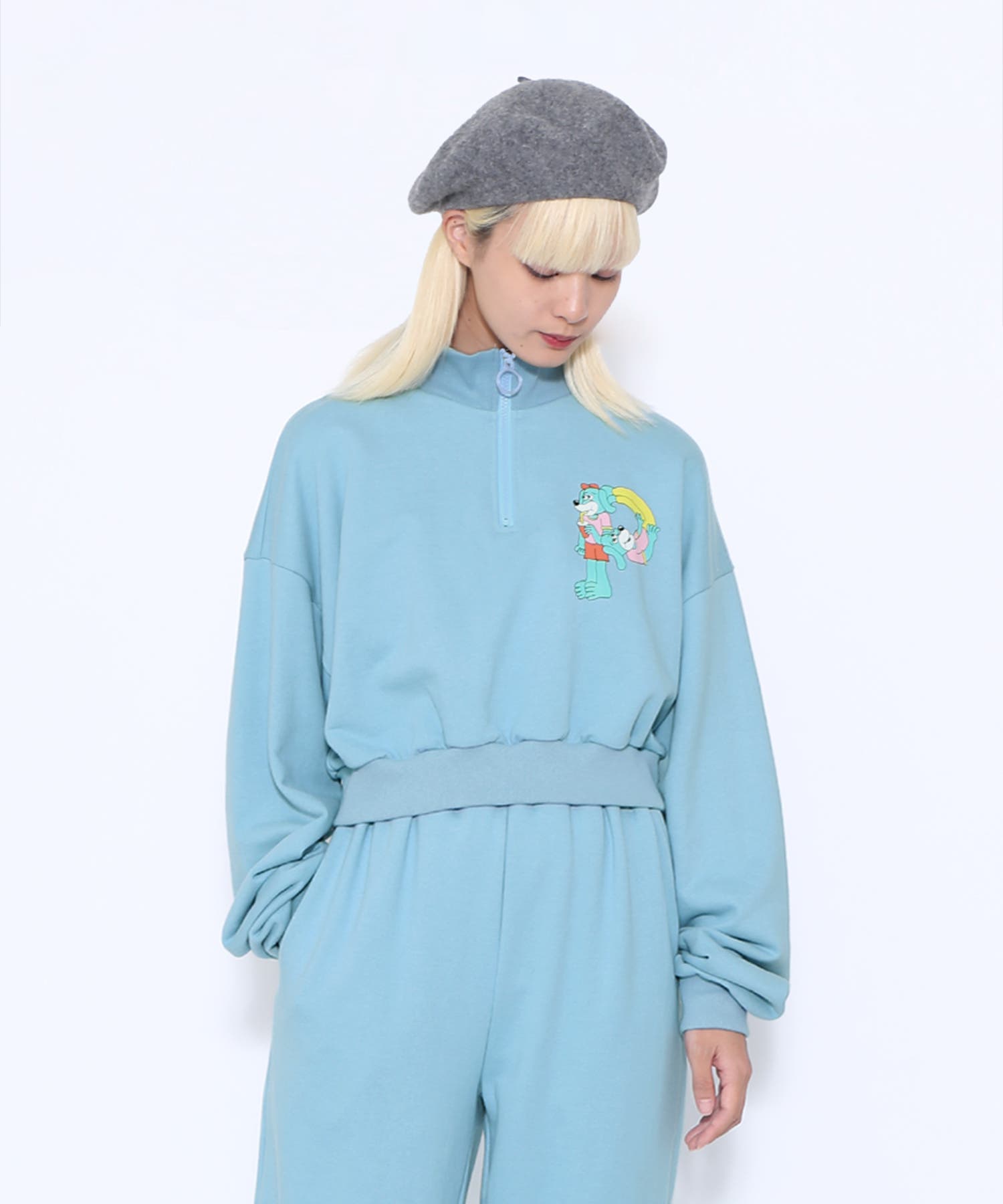 punyusan様　まとめ売り PプリントハーフZIPクロップドスウェット[品番：PNYW0004484
