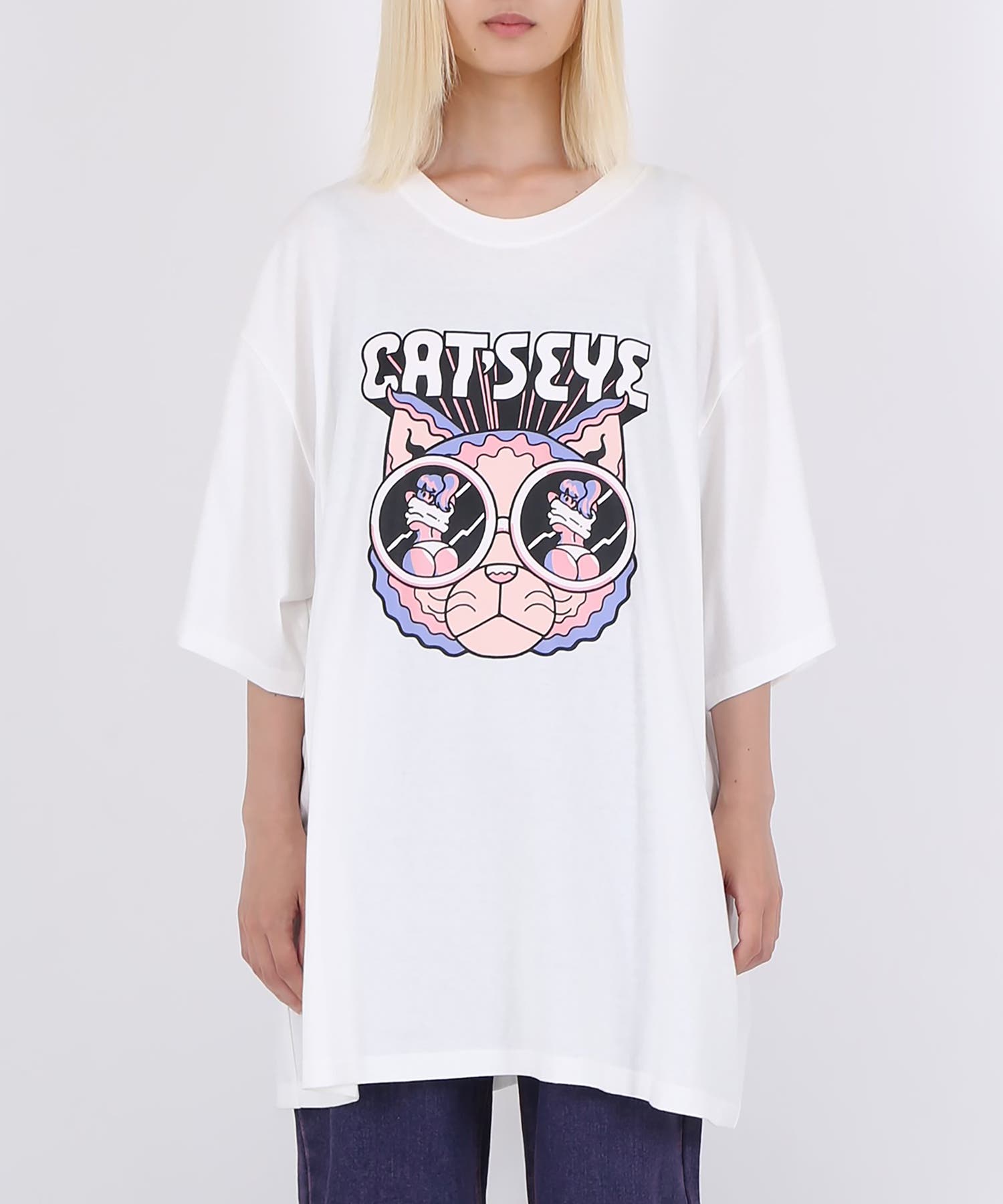 １着でも送料無料 CAT'S_EYEビッグTシャツ[品番：PNYW0004432]｜PUNYUS （プニュズ トップス