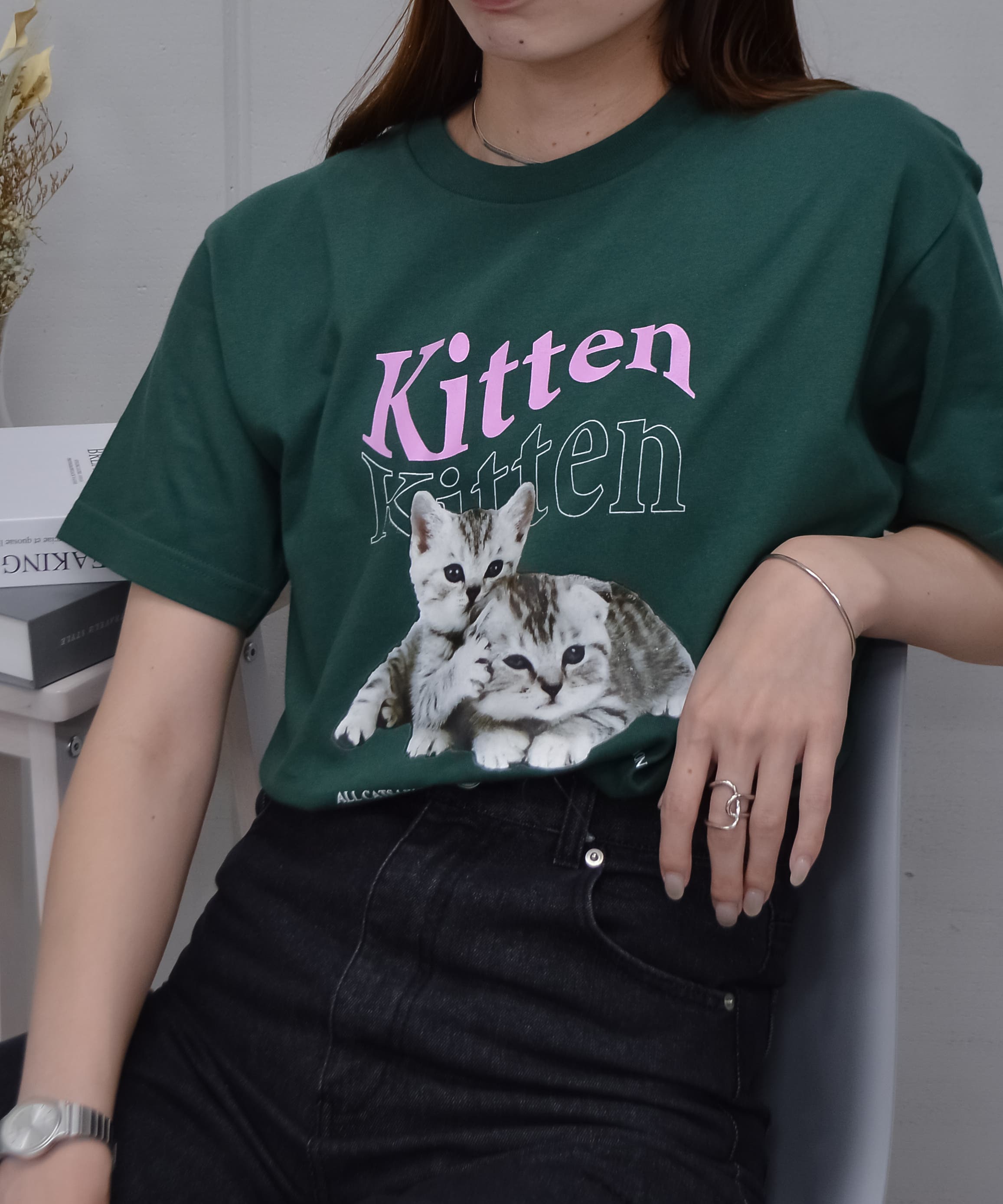 スイートキャットプリントトップス