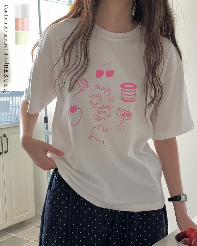 ドローイング風レタリングTシャツ パステルカラー 半袖 madeinkorea