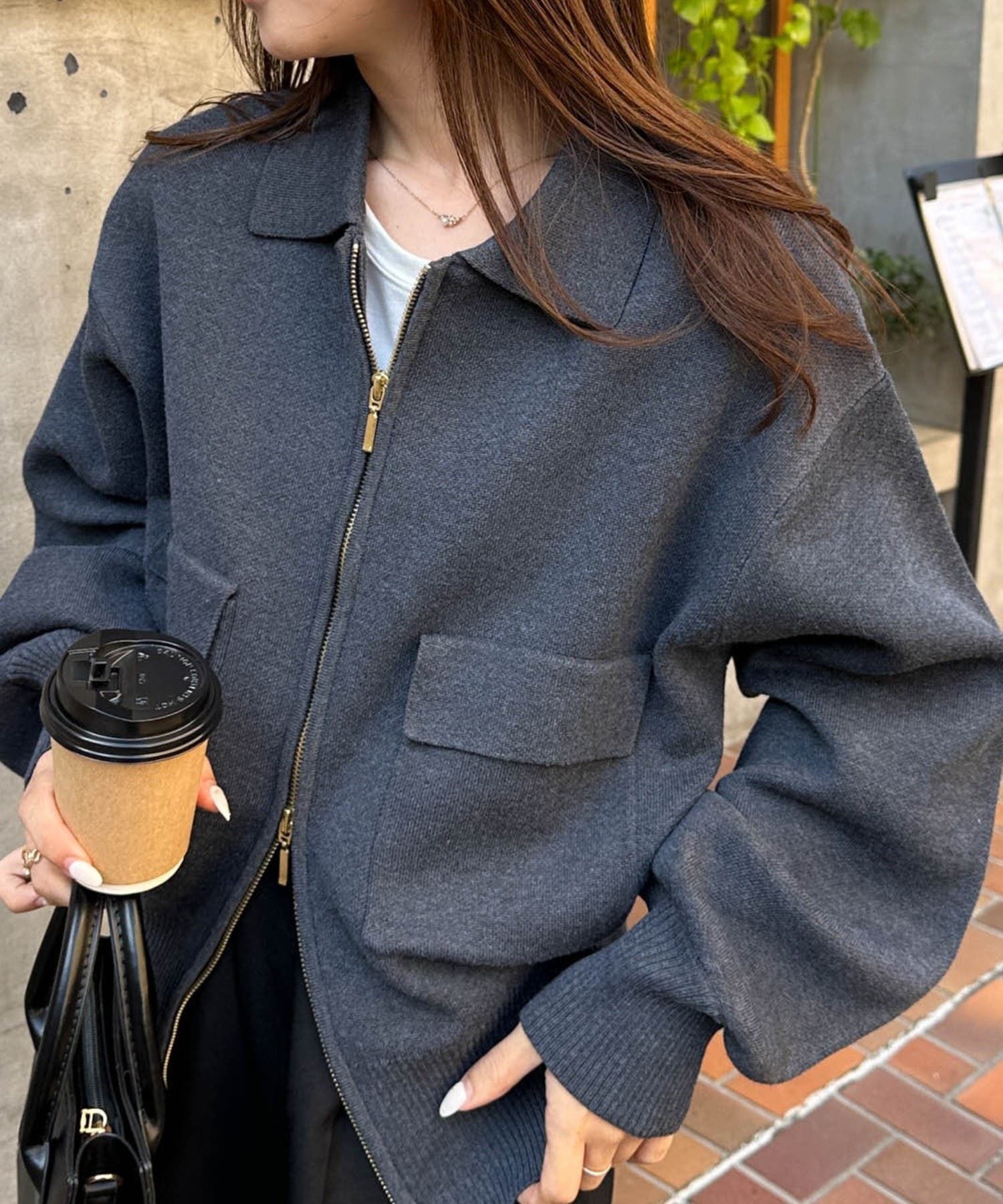 ダブルジップ襟付きニットブルゾン[品番：RANW0000137]｜RANAN（ラナン