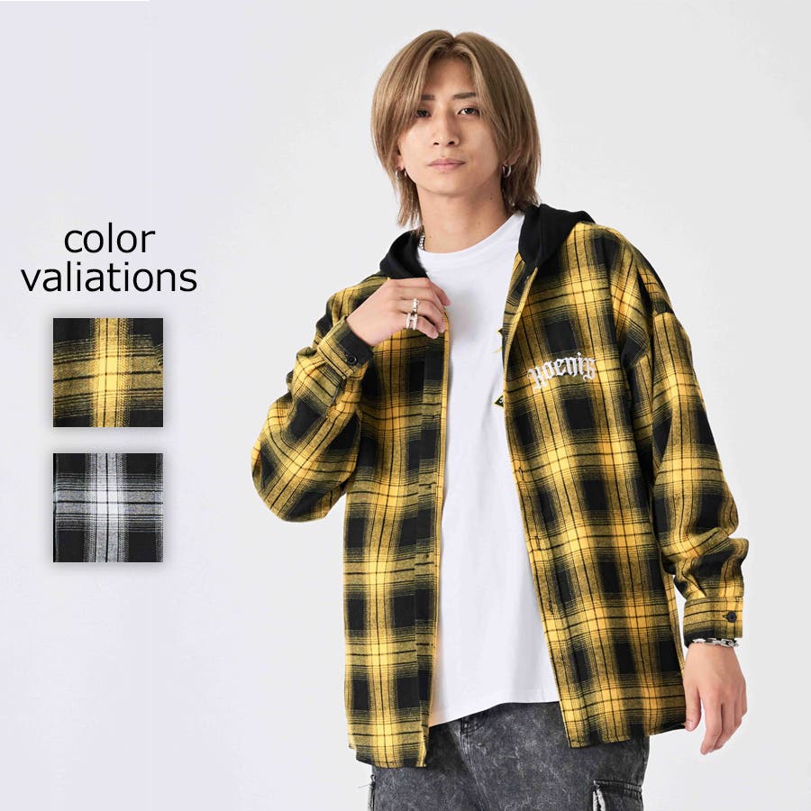 フード付き チェックシャツ[品番：LEVM0009302]｜REGIEVO（レジエボ