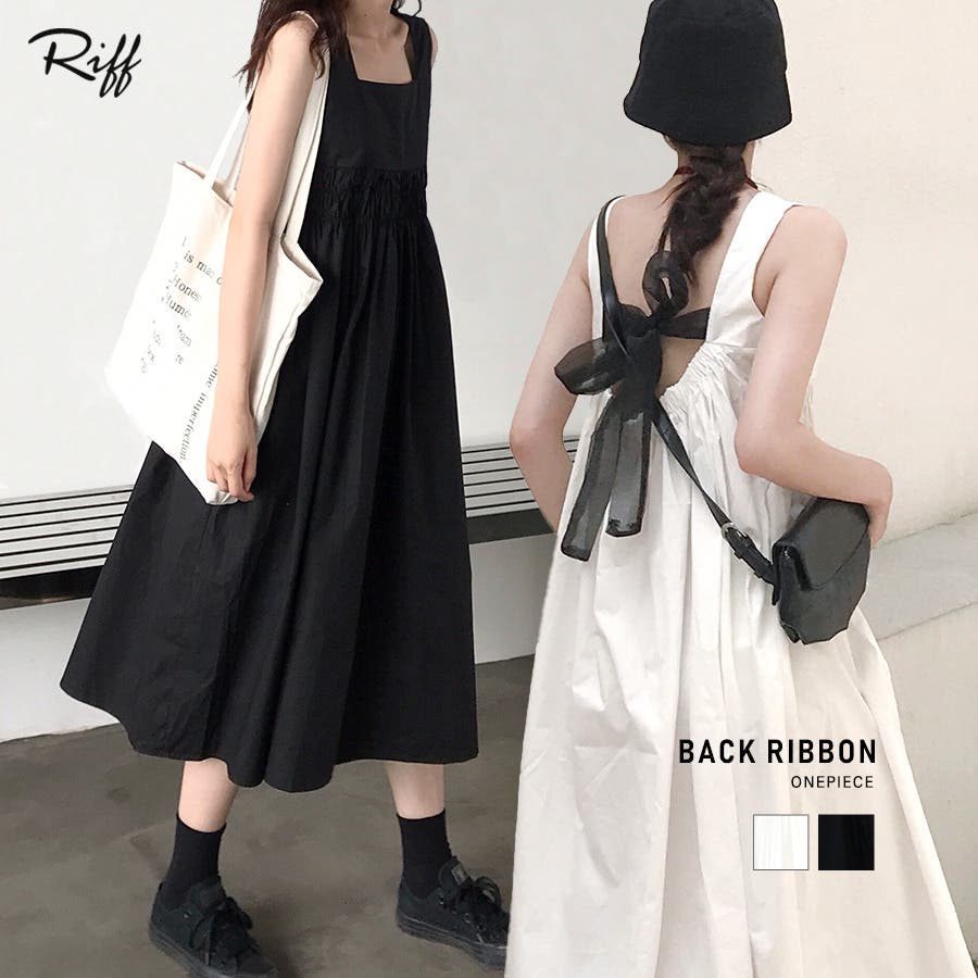 バックリボンワンピース ロングワンピース 大きいサイズ[品番