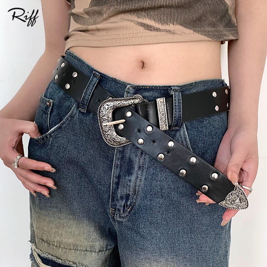 ダブルスタッズベルト バックル 彫刻[品番：NETW0002018]｜Riff（リフ