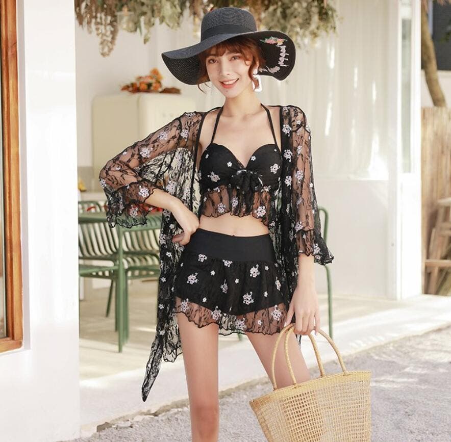 【新品】ru　3点セット　花柄セパレート水着 GHカップ 大きいサイズ 大きいサイズ レディース フィットネス水着 セパレート ラッシュ
