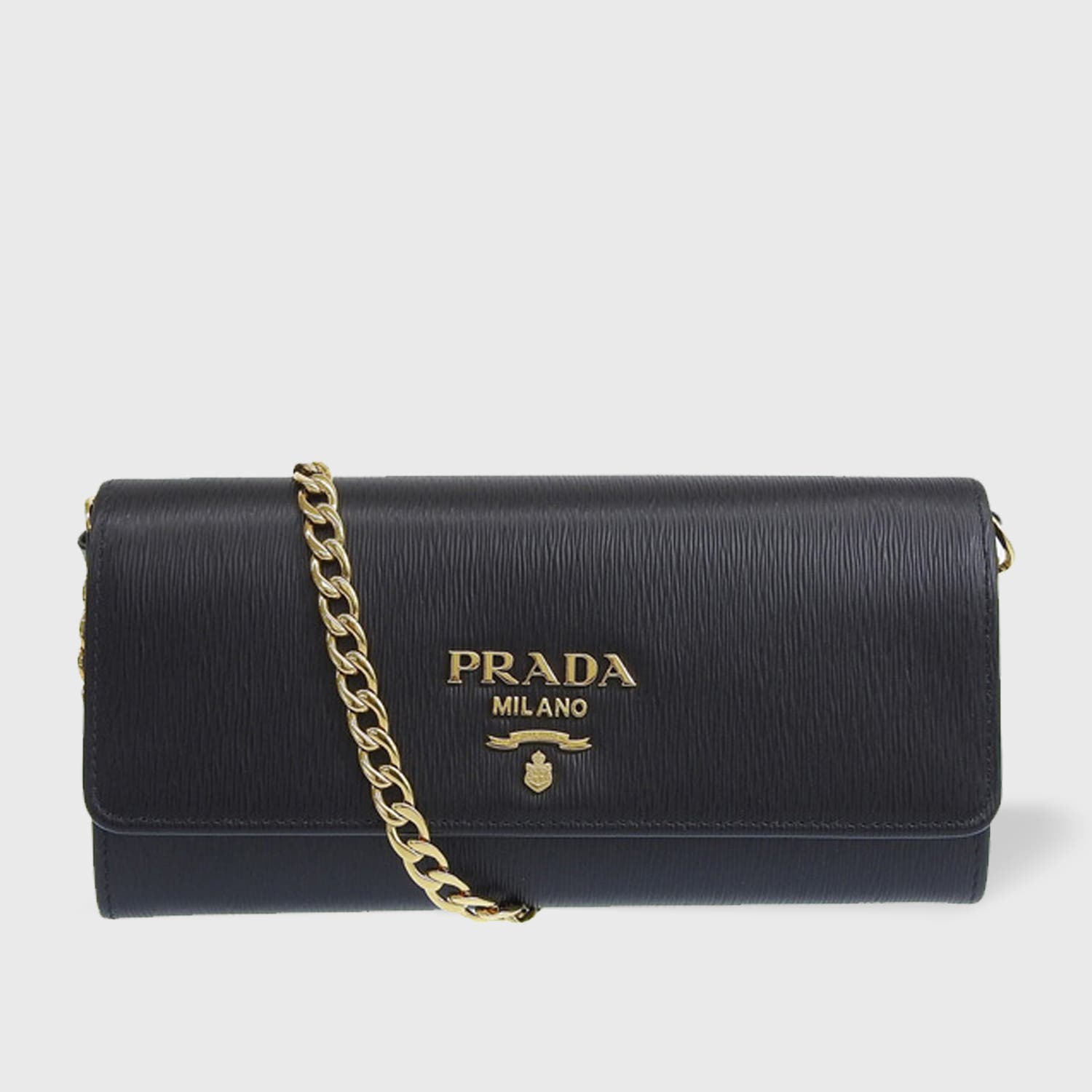 PRADA ヴィッテロムーブ チェーンウォレット チェーンショルダー ブラック PRADA プラダ VITELLO MOVE チェーン 財布[品番：SESB0018429
